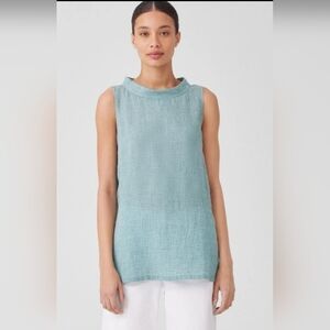 NWT Eileen Fisher Puckered Sleevelss Blouse, Amalfi, Sz XL